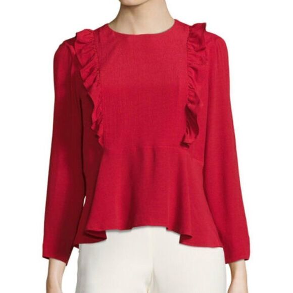 PAUL & joe sister domino peplum blouse red 0 NEW - Picture 1 of 7